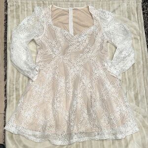 Elegant Lace Dress with Sheer Sleeves